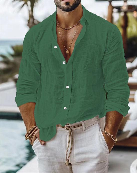 Cămașă Bărbați Culoare Solidă Bumbac In Stil Casual Mânecă Lungă Cămașă Business Casual