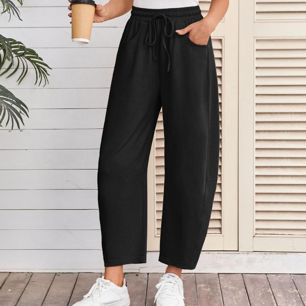 2025 European & American Women's Summer Sports Drawstring Nine-Point Sweatpants