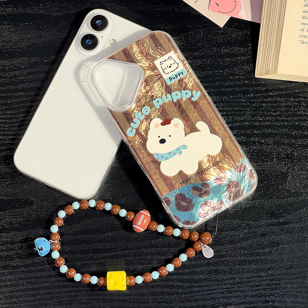 Bracelet Chain Painted Phone Case For iPhone 16 11 12 13 14 for 12 14 16 Pro 14 16 Pro Max Cute Pattern Hard Cover With Lanyard