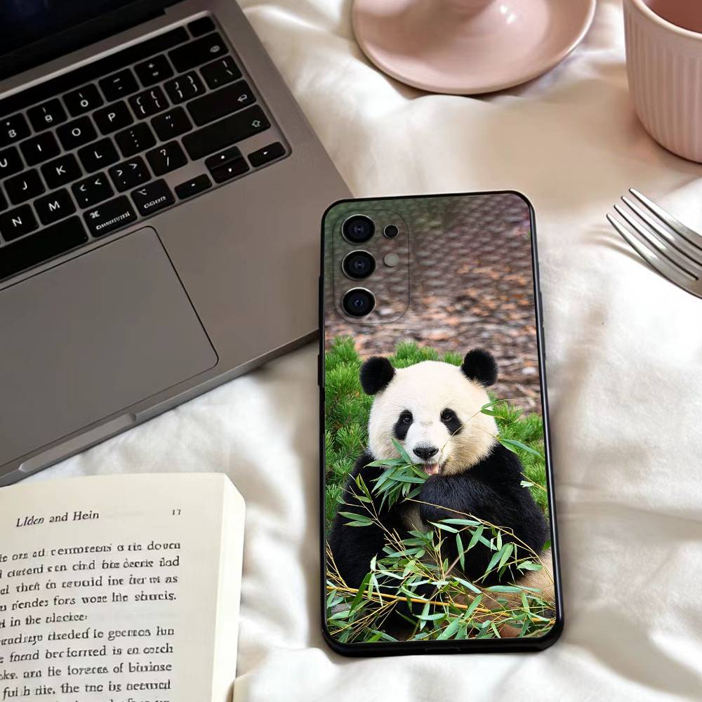 Fubao Panda Handyhülle für Samsung S25,24,23,22,30,21,10,9,Ultra,Plus,Lite,FE,4,5 G Weiche Schwarze Hülle