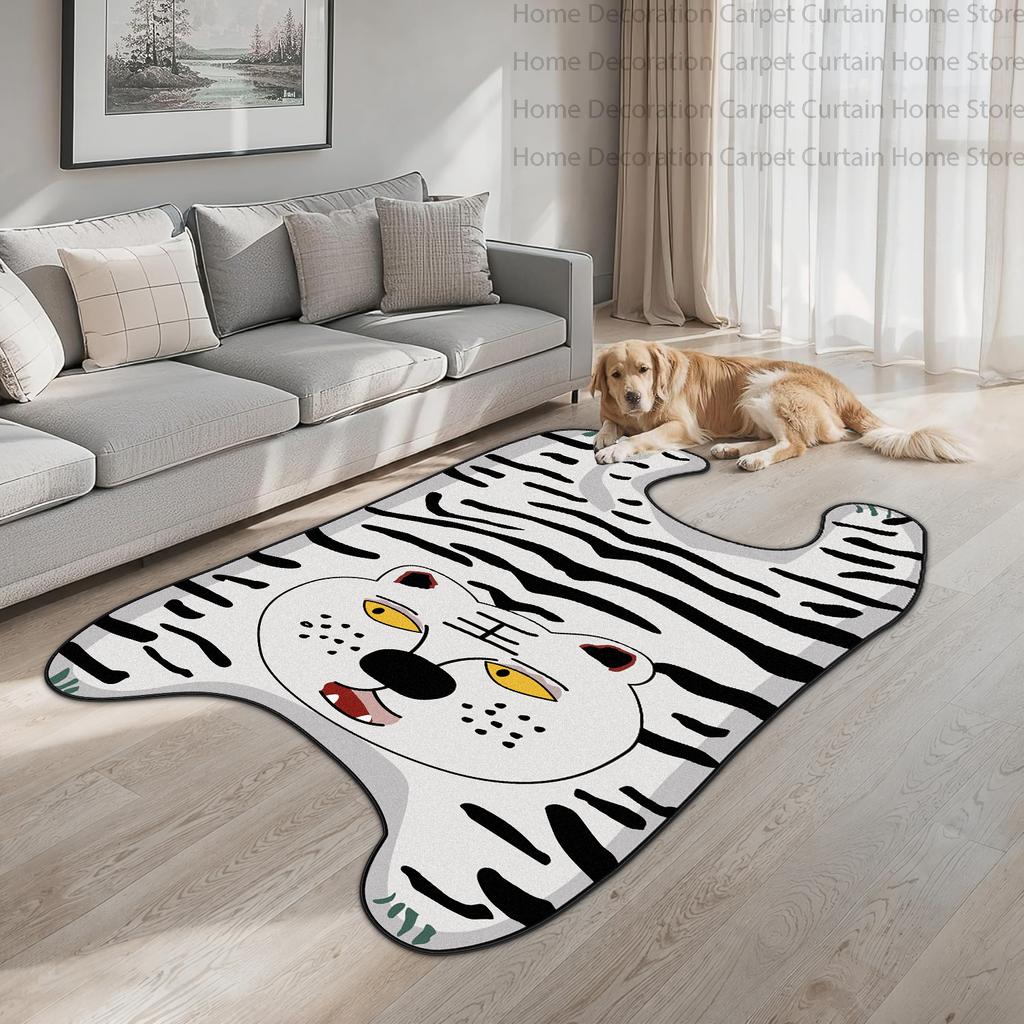 Cute Cartoon Animal Irregular Carpets for Living Room Bedroom Tiger Bear Home Decor Fluffy Rug Non-slip Washable Play Floor Mats