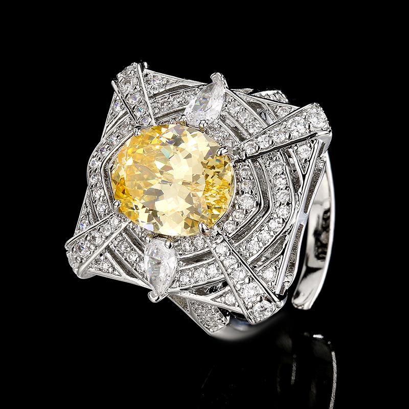 

Серьги Ожерелье Кольцо Набор Ювелирных Изделий Цветок Винтаж Желтый Бриллиант Принцесса Квадрат Женский