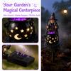 Dark Atmosphere Night Light Solar Witch Statue with Glowing Cauldron, Outdoor Halloween Garden Light, Party Decorations Resin Decorative Figurine