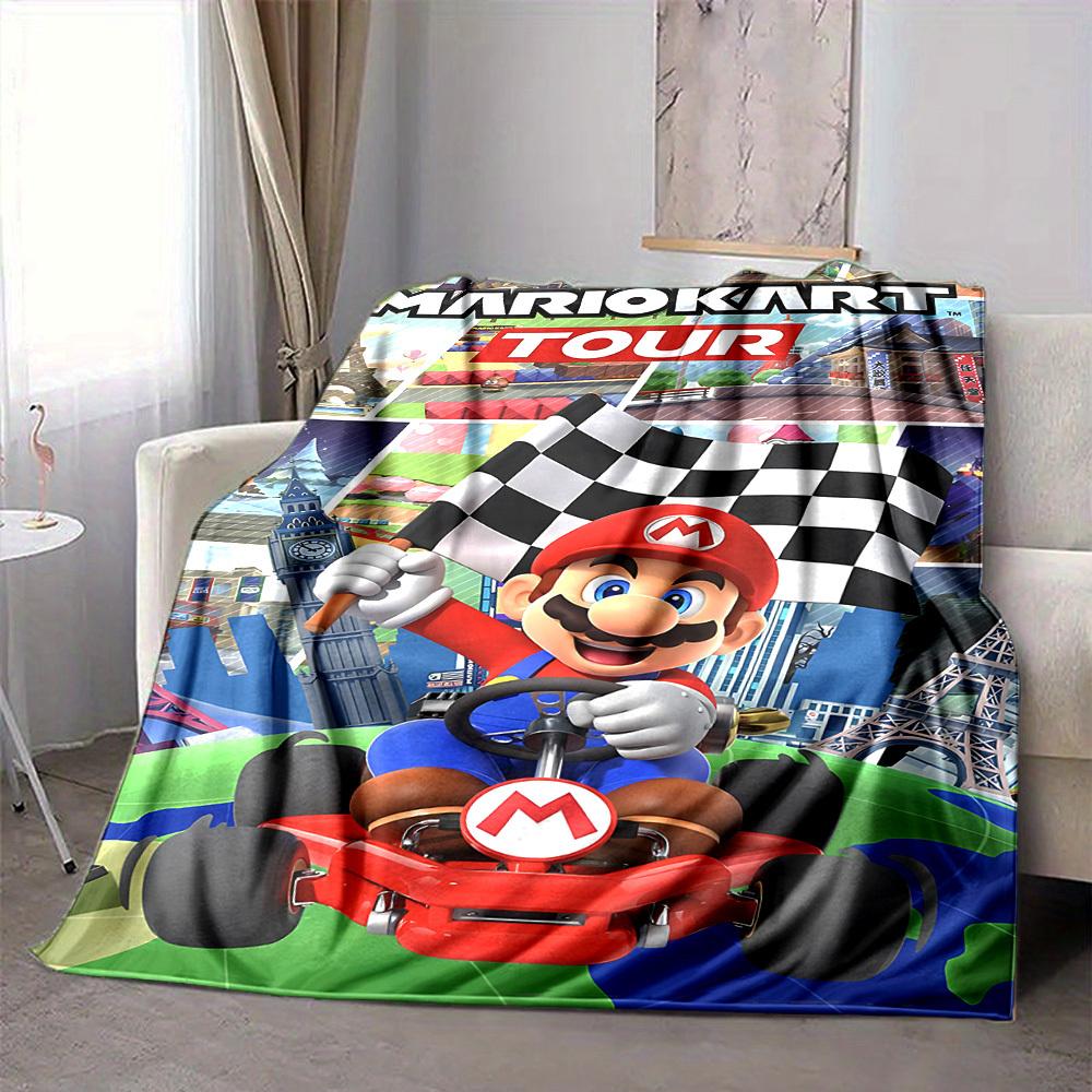 1pc Mario Flannel Blanket, Soft Skin Friendly with Digital Printing, Various Sizes Available for Family, Friends, Birthday