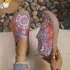 Mandala Floral Print Women Slip On Sneakers 4cm Thick Platform Sole Breathable Knit Non Slip Casual Walking Lazy Shoes