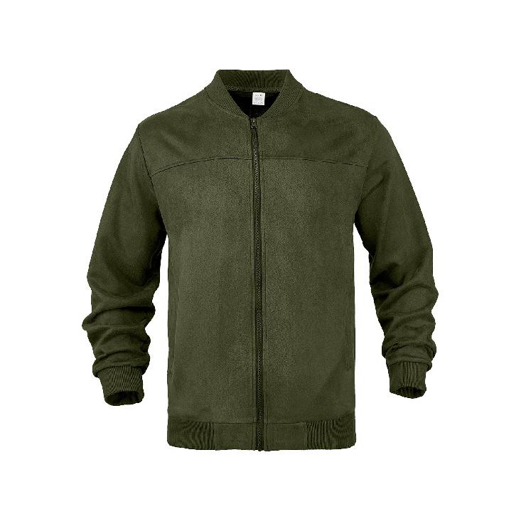 

Men s Suede Solid Color Casual Sports Stand Collar Zipper Jacket Plus Size Medium Stretch Long Sleeve Cardigan S армия зеленый