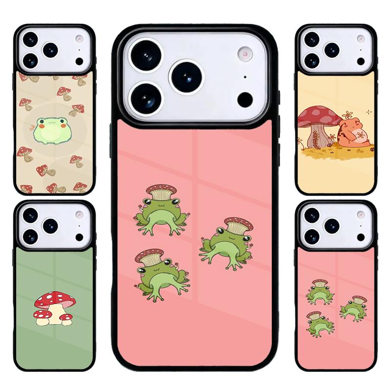 Mushroom Frog Cartoon Phone Case For iPhone 17 Air 16 15 14 13 12 11 Pro Max Plus