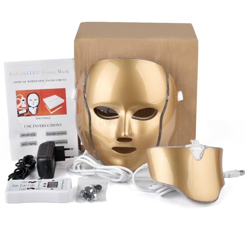 Golden colour light LED the photon tender skin beauty mask face neck mask machine maintenance beauty instrument