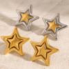 18K Gold and Silver Lava Five-pointed Star Stud Earrings, Concave-convex Star Two-color Earrings, Earrings.