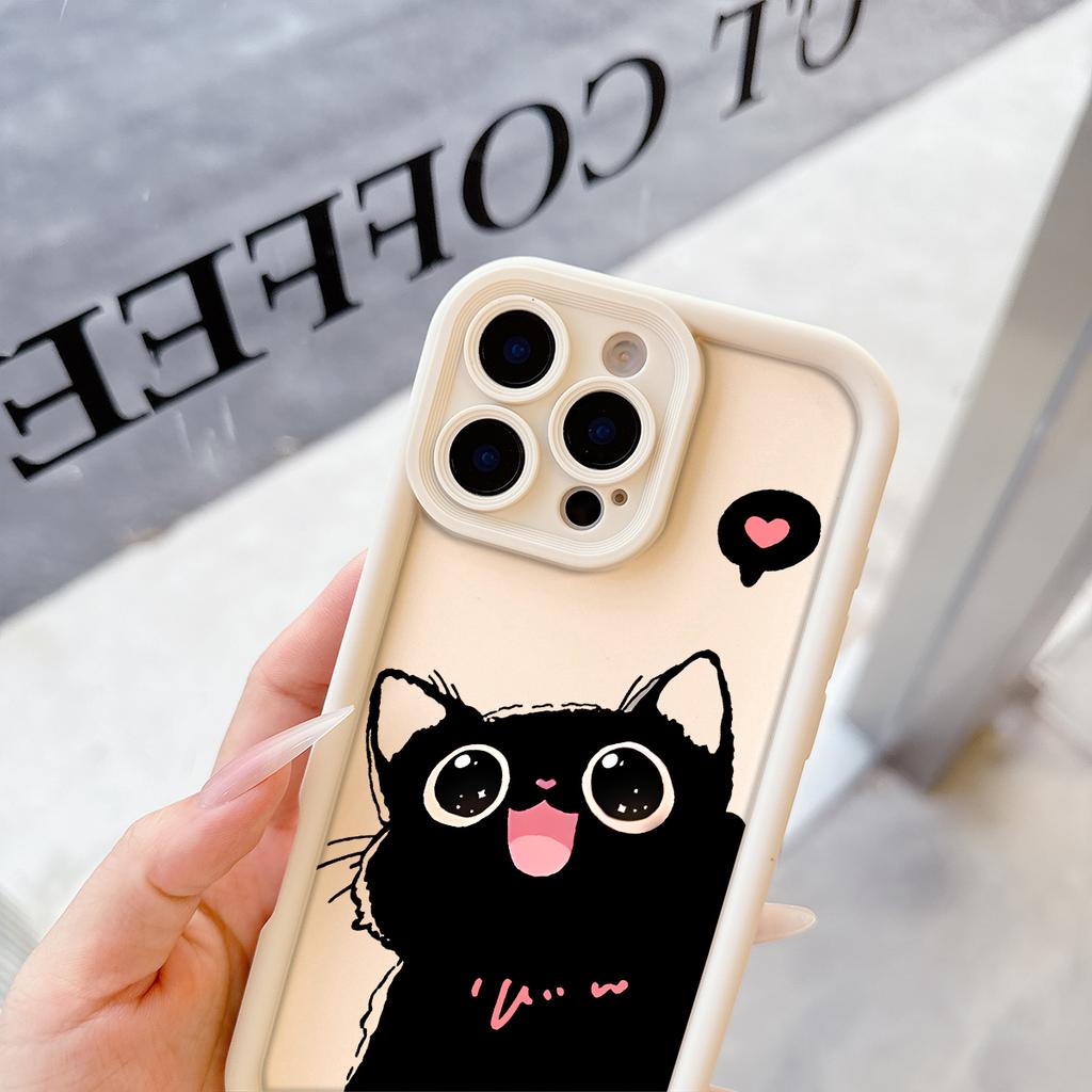 Black Cat Pattern Soft TPU Phone Case for iPhone 17 Air 16 15 14 Pro Max Plus 13 12 Mini 8 7 X Xs Back Cover
