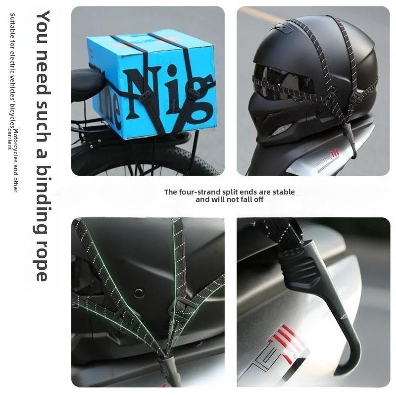 Motorcycle Back Seat Helmet Strips Elastic Rope Motorcycle Helmet Fixed Strap Adjustment Fix Rope Goods Strap 60cm/90cm