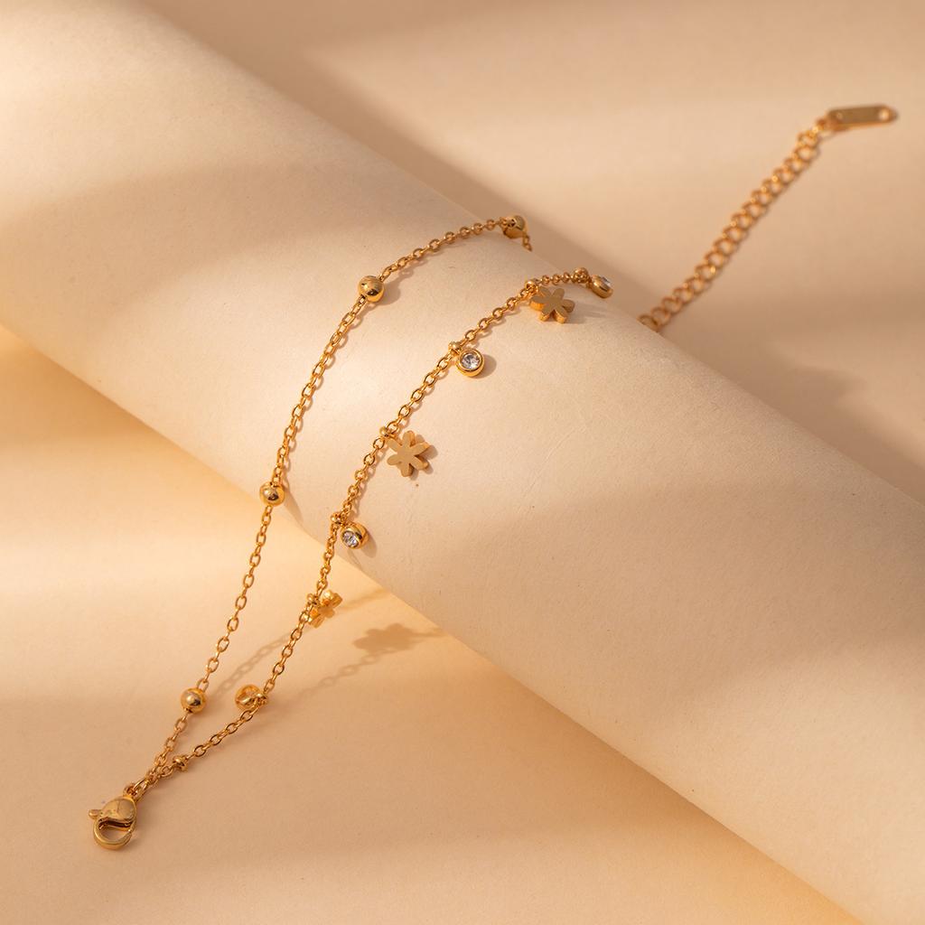 Light Luxury High-End Stainless Steel Diamond-Encrusted Bracelet, Moon Sun Love Geometry Does Not Fade Jewelry Women