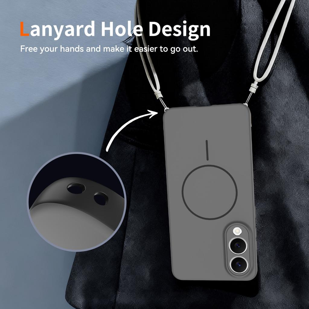 Applicable To Samsung S26ultra Matte Magnetic Mobile Phone Case with Lanyard Hole Anti-drop S25 Edge Fine Hole Protective Cover