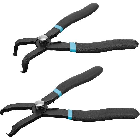 DURATECH 2-Piece Push Pin Pliers Set With 30 Degree And 80 Degree Offset Jaws, Spring Loaded And Plastic Spraying, Auto Clip Removal Tool Kit For