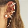 1 Set Ear Clips Faux Pearl Rhinestone Different Shape Non-piercing C-shaped Ear Decoration Jewelry Prom Party Earrings Commute Cartilage Earrings