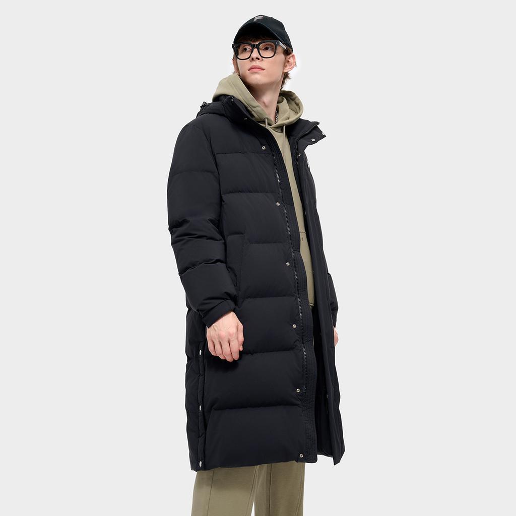 Fila Fusion Versatile Mid-Length Warm Hooded Down Jacket Men Outerwear Black T11M445902FBK