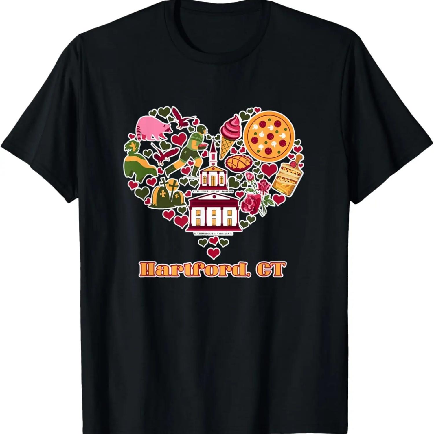 Love Hartford Connecticut Heart T-Shirt S чёрный