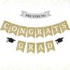 Congrats Grad Banner Gold Glitter Pre-Strung Congrats Grad Sign Decorations - 8ft -No DIY - Graduation Party Decorations for Class of 2025 Graduation