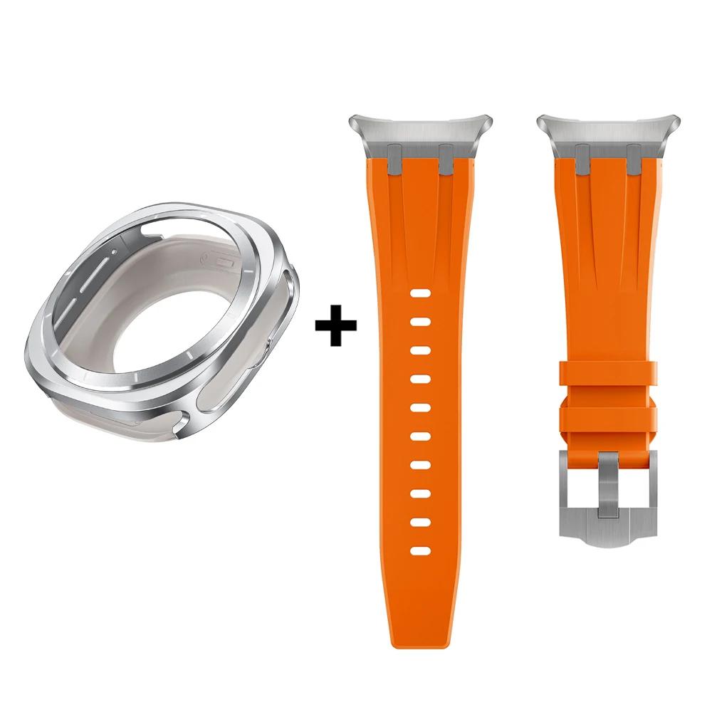 Luxury Case Strap for Samsung Galaxy Watch 7 Ultra 47mm Rubber Band Aluminium Cover For SAMSUNG GALAXY ULTRA 47MM Men Bracelet