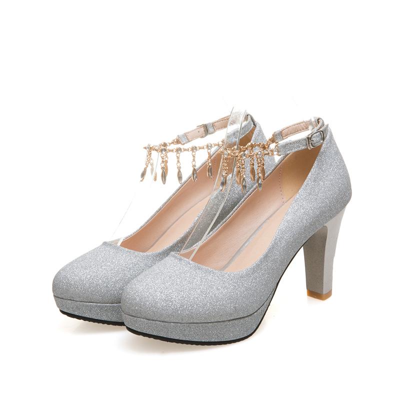

Fashion High Heels Shoes Woman Pumps Sexy Luxury Gold Silver Pink Women s Heels Elegant Party Office Wedding Shoes Large Size 45 46 срібний