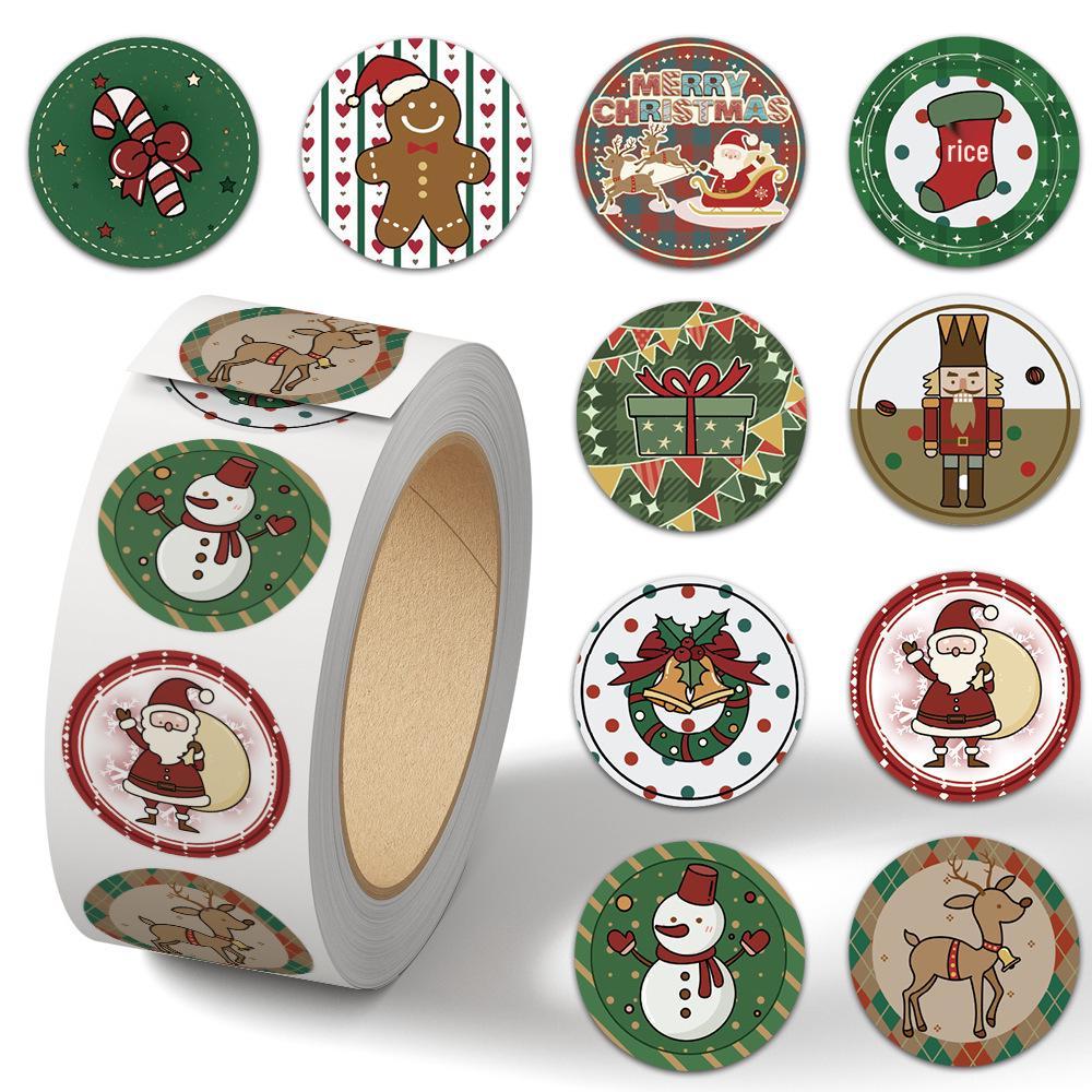 Cartoon Festival Gift Stickers - 500/Roll for Journals and Sealing