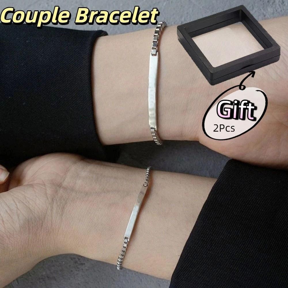 2Pcs Classic Simple Couple Bangle Adjustable Hand Bracelet Jewelry  For Women Men