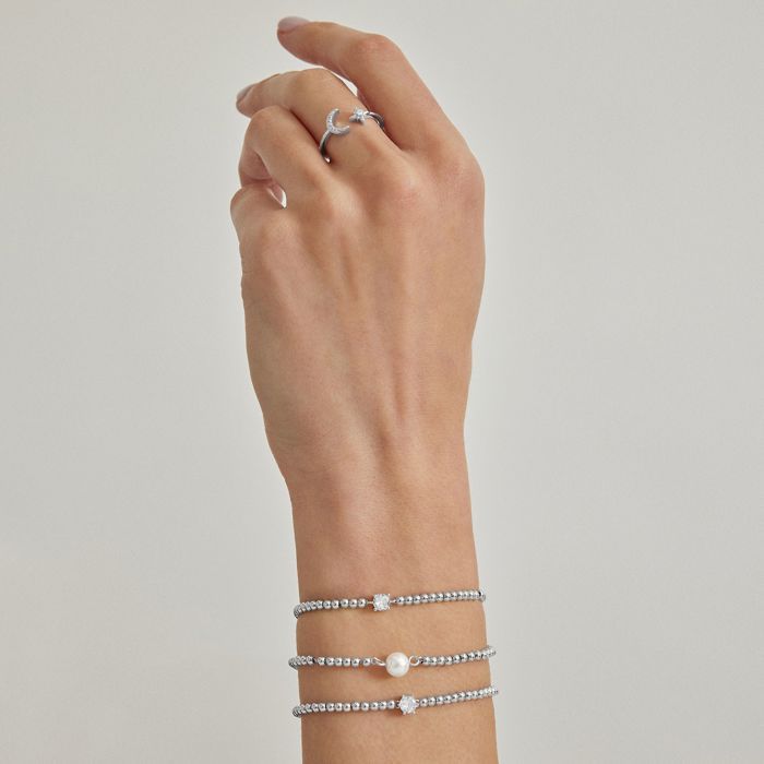 Bracelet - LUXENTER - Nakuru - Argent 925 - Perle Blanche - Finition Rhodiée