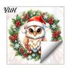 Home Beautification Stickers Christmas Owl Wreath Static Window Cling, Winter Holiday Glass Sticker, Customizable Patterns No?Glue Reusable