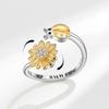 Adjustable Open Spinner Ring For Women With Zircon Stress Relief Anxiety Soothing Jewelry Rotatable Band Gift