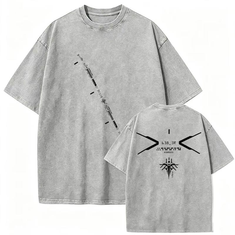Vintage Washed Game on The Beach Print T Shirt Men Women gothic Fashion Cotton Short Sleeve T-shirt Streetwear