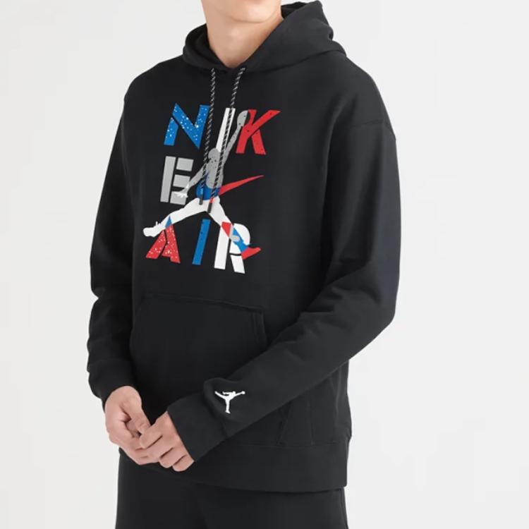 Air Jordan 4 MJ Legacy Pullover Hoodie With Chest Print And Drawstring Men Tops Black CQ8291-010