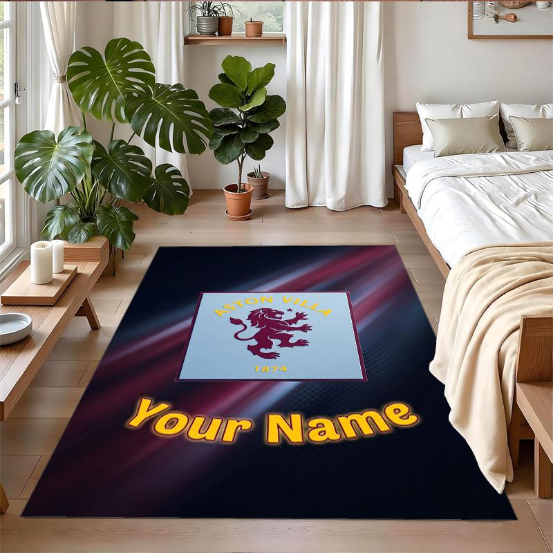 Crystal Velvet Rug Custom Name Text, Soft Non Slip Floor Mat Home DecorAston Villa