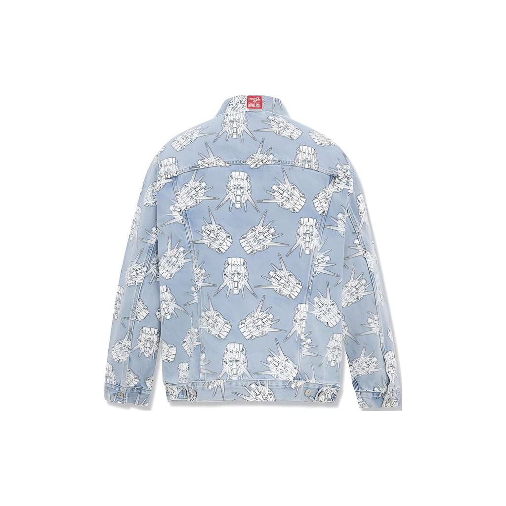 Levis Gundam Collaboration SS24 Contrast Anime Mecha Print Denim Jacket Men Jackets Light-Blue A7410-0000