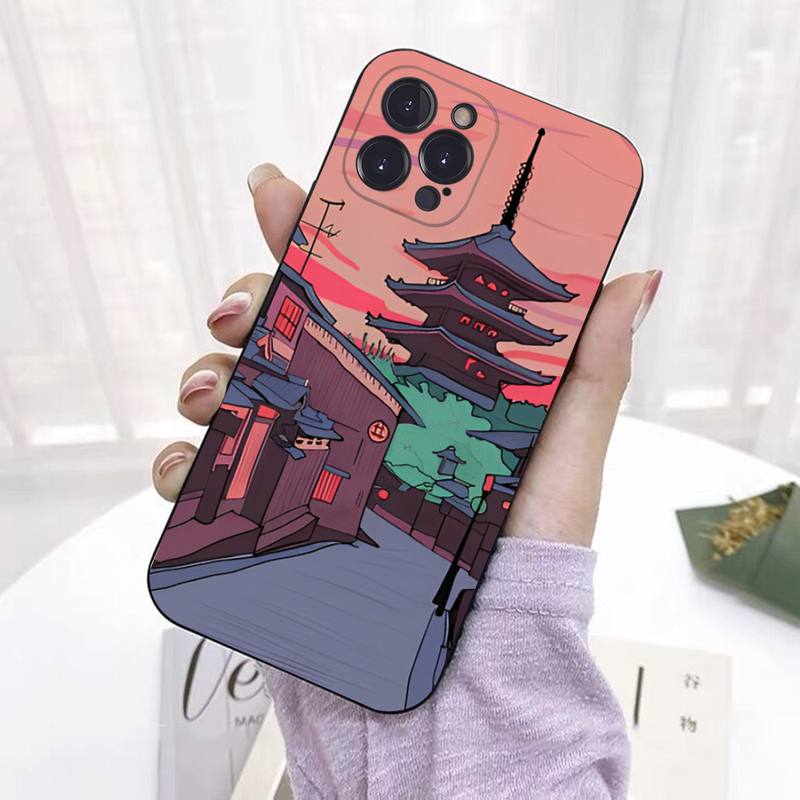 Japanese Style Art Phone Case For iPhone 8 7 6 6S Plus X SE 2020 XR XS 14 11 12 13 Mini Pro Max Mobile Case