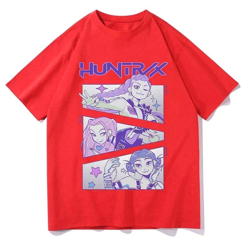 KPop Demon Hunters Huntrix Summer Short Sleeve T-Shirt Streetwear Graphic Print Women s Clothing XXXL красный