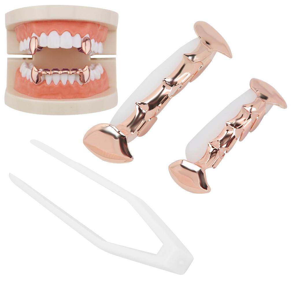 Hip Hop False Teeth Set Reusable Unfading Copper Halloween Festival Teeth Decoration Brace