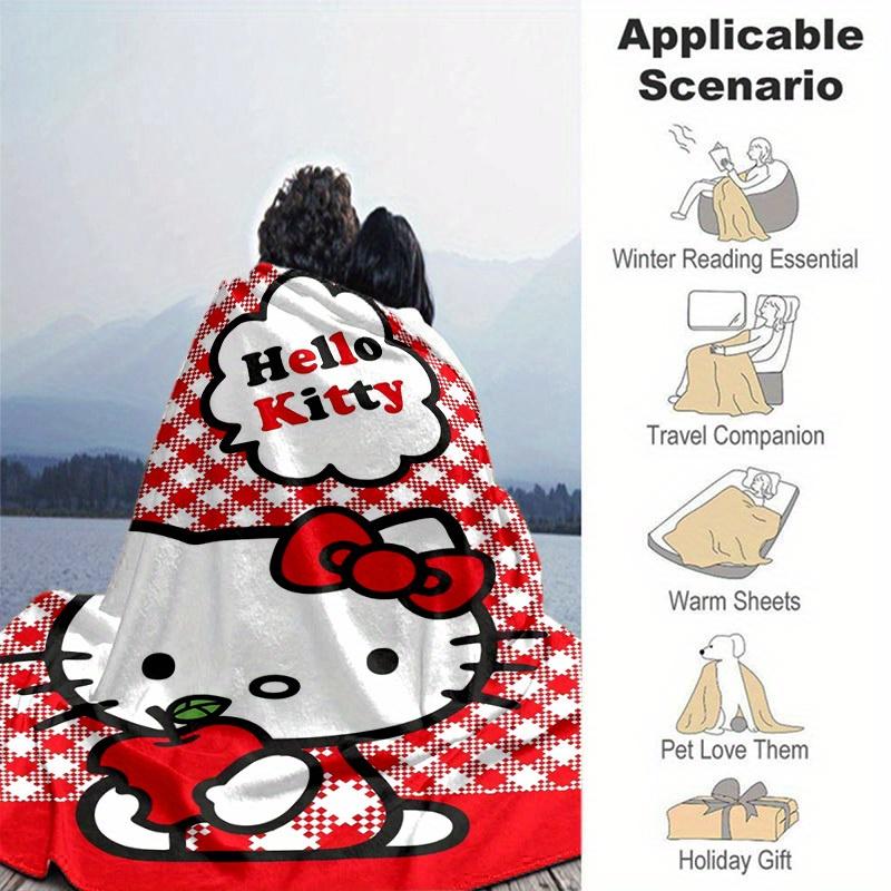 1pc. Hello Kitty Red Checkered Outdoor Blanket - Perfect for Home Decor, Office Use, Gifts, and Al