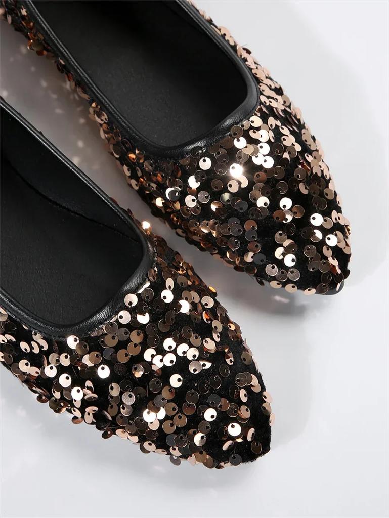 Spring and Autumn New Style Fashionable and Comfortable Women's Shoes Casual and Versatile Sequined Wear-Resistant Flats