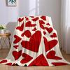 Romantische Crème Rood Hart Flanellen Deken Warm Zacht Halloween Kerst Bank Warm Gezellig Decoratief Decor Cadeau Voor Elk Seizoen