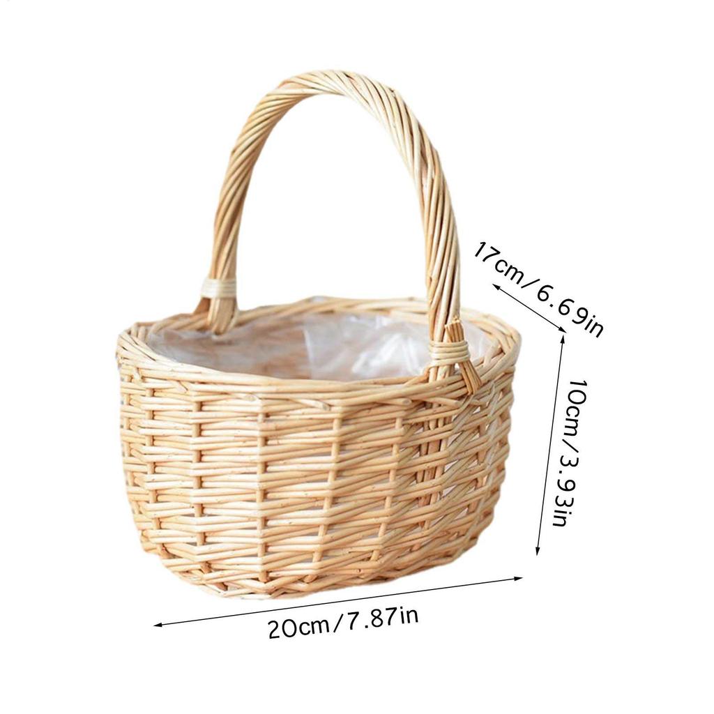 Blumenkorb Handgeflochten Mini Weidenkorb Rattan Körbe mit Griff Retro Aufbewahrungsbehälter für Hochzeit Zuhause Küche
