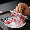 1 juego Paraguas Colador de Té de Flor de Peonía Cuencos de Té Cerámica Coladores de Té Accesorios para Ceremonia Forma de Paraguas Juego de Té Creativo 2 estilos