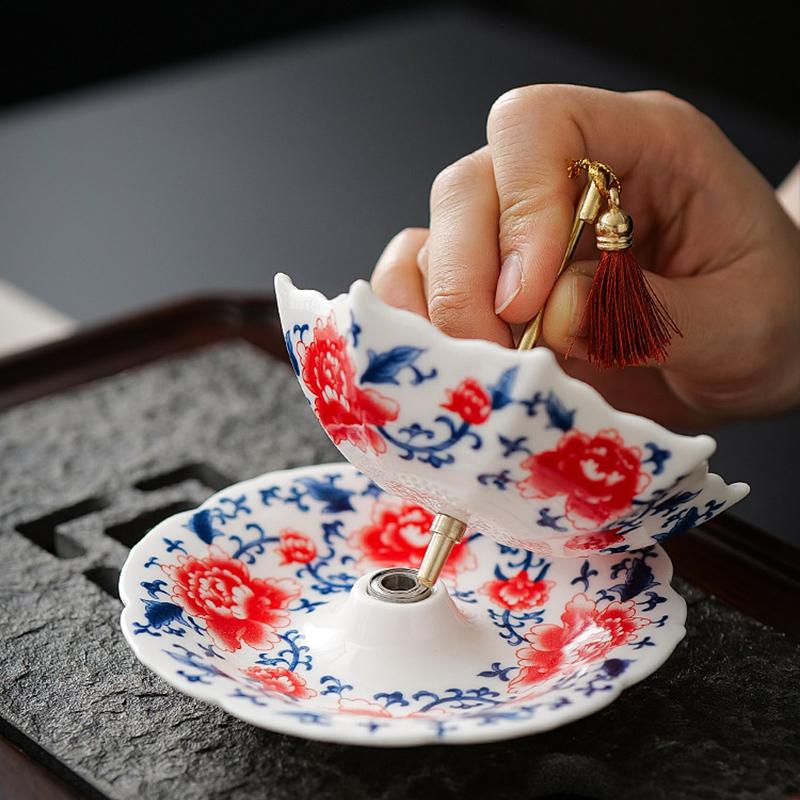 1 juego Paraguas Colador de Té de Flor de Peonía Cuencos de Té Cerámica Coladores de Té Accesorios para Ceremonia Forma de Paraguas Juego de Té Creativo 2 estilos