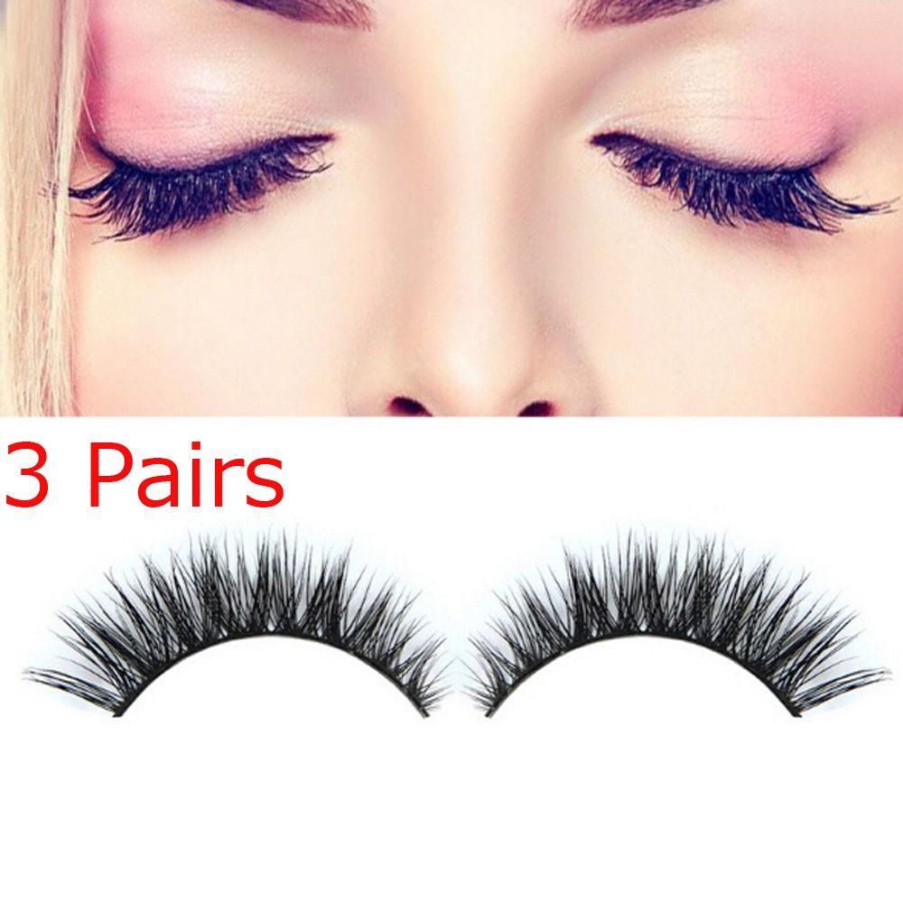 

New Handmade Makeup Charming Black False Eyelashes Thicker Longer 3D Fake Eye Lashes Natural Cross