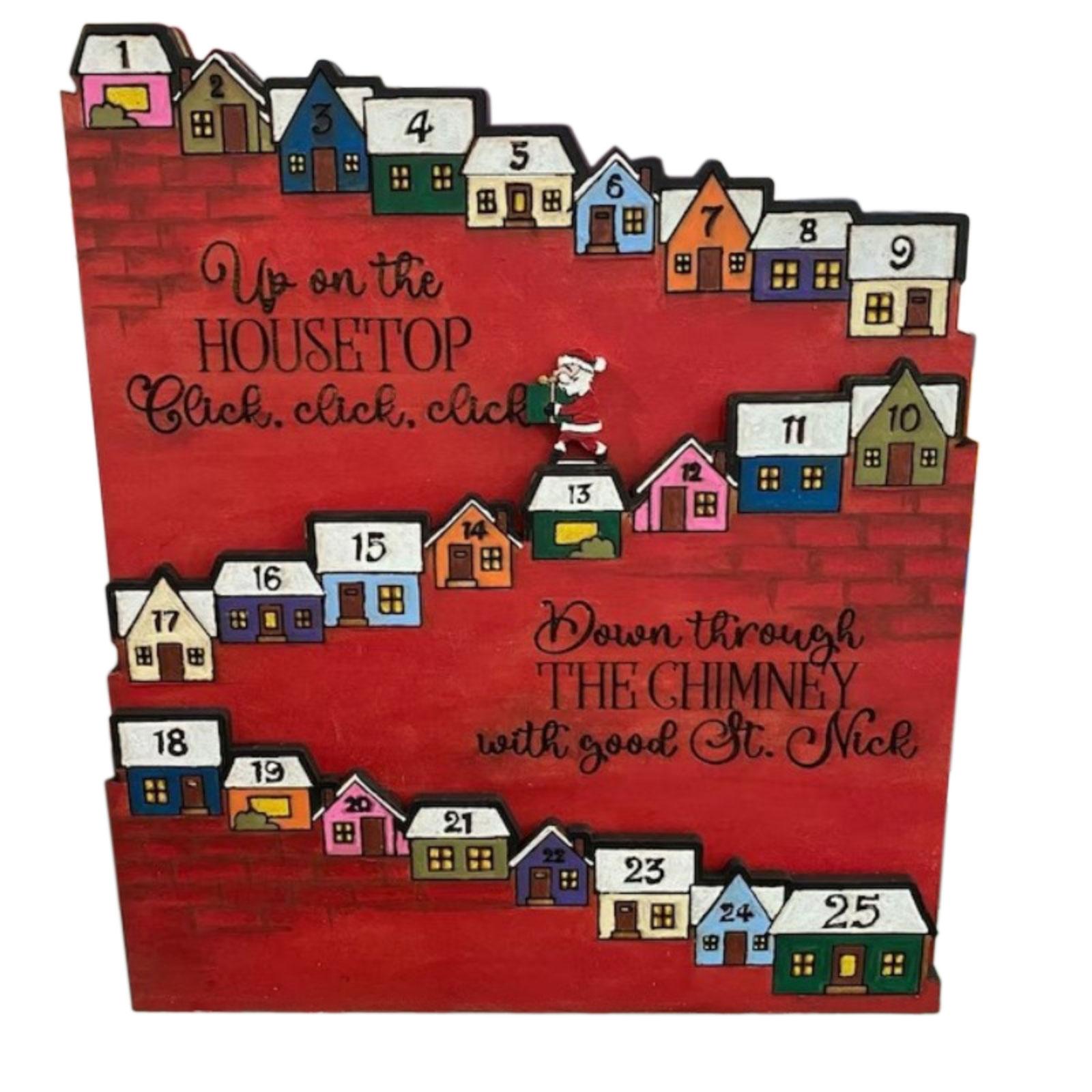 

Календарь ожидания Рождества «Замок Санты», Рождественское украшение, Деревянная поделка, Подарок One Size