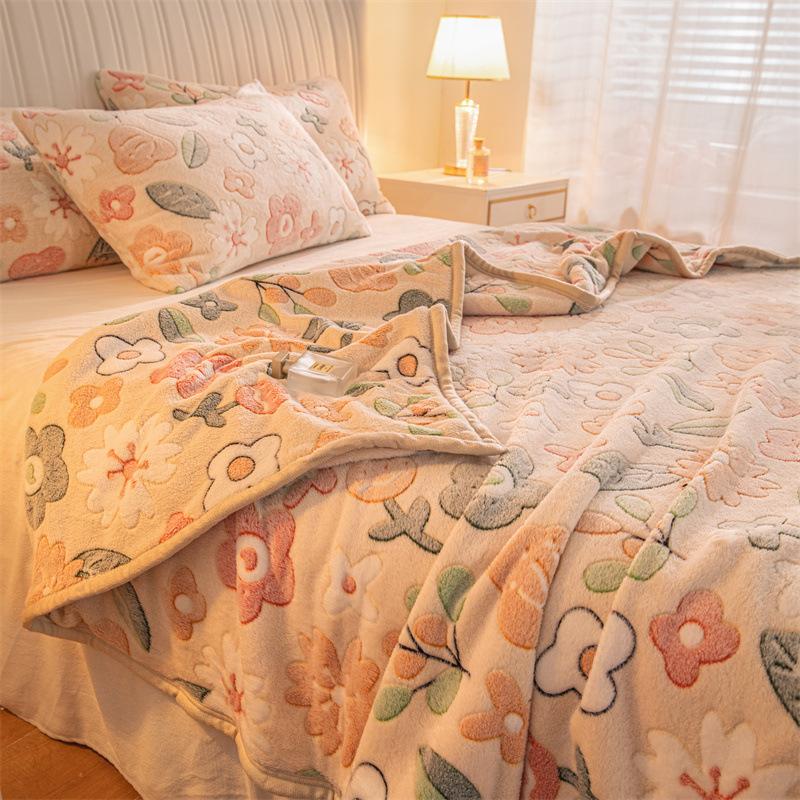 Soft Bed Sheet Cartoon Bear Thickened Winter Warm Blanket Version Bed Cover Queen King Bedspread Home Decor Coverlid 1.8/2m