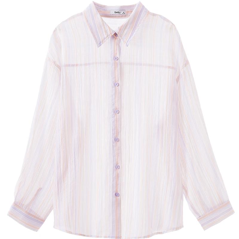 Betu Women s 2026 Summer Striped Relaxed Shirt S