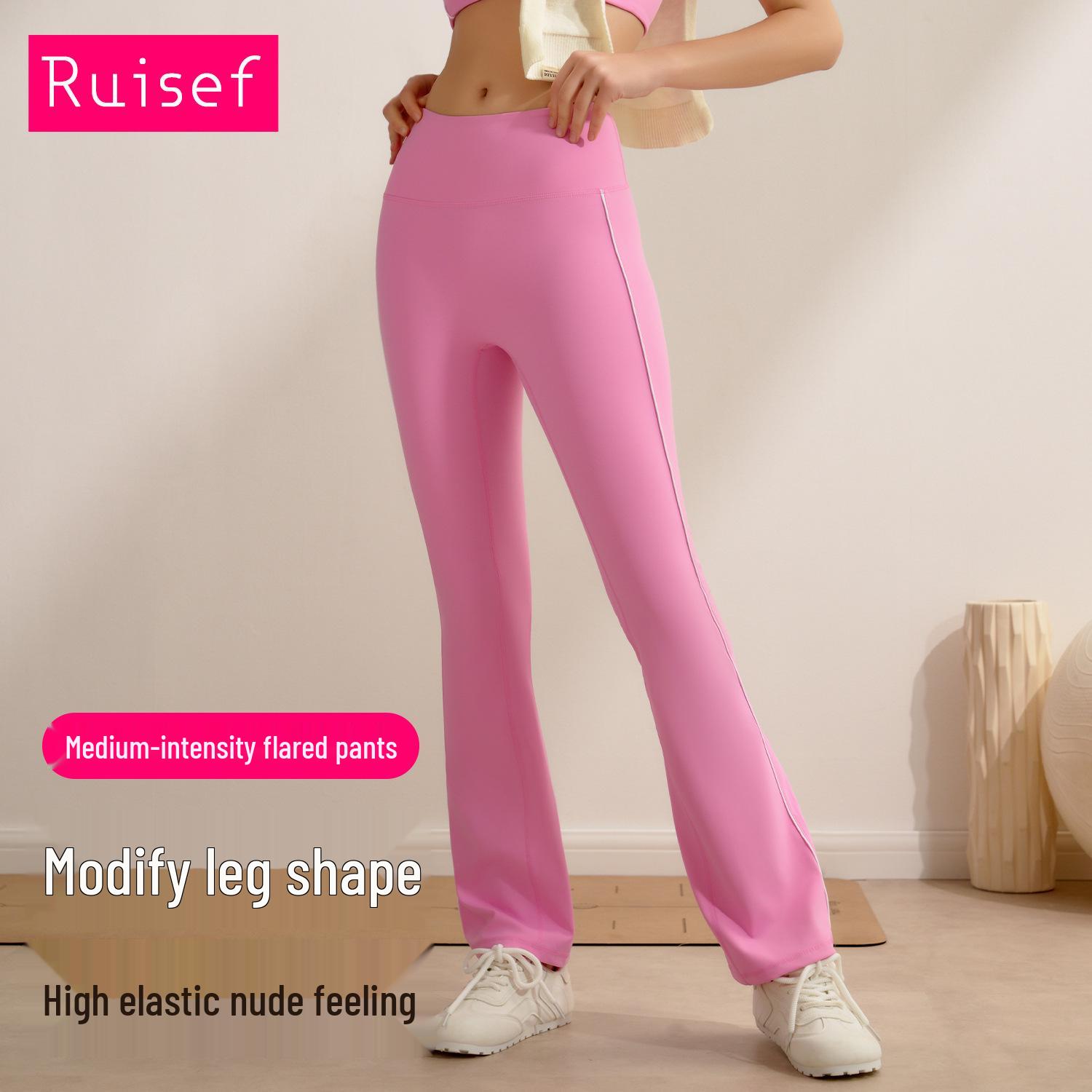 

European & American Flared Yoga Pants - High Waist, Hip Lifting, Wide Leg, Slimming Outdoor Sports Wear. Medium синій