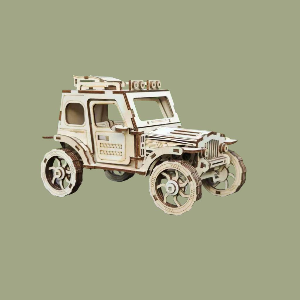 3D Puzzle Diy Wooden Toy Off-road Vehicle Car Assembly Model Adult Birthday Halloween Christmas Gift