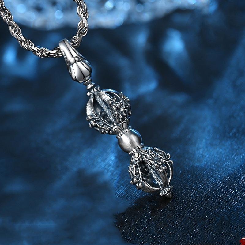 Ethnic Style Diamond Pestle Pendant, Tibetan Artifact, Demon Slaying Pestle Necklace, Vintage Pendant Accessory