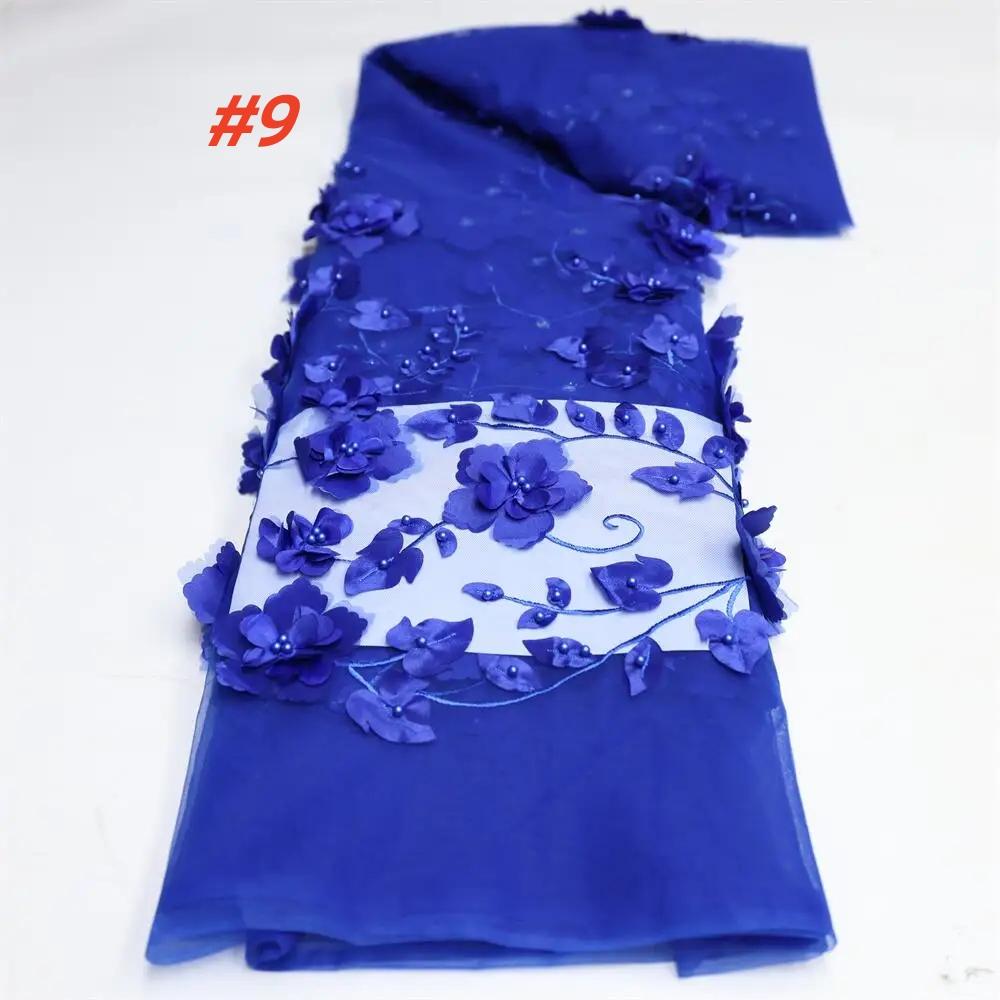 African Lace Fabric 2025 High Quality With Beads Mesh Embroidery 3D Flower Tulle Nigerian Lace Fabric for Women Party Dresses